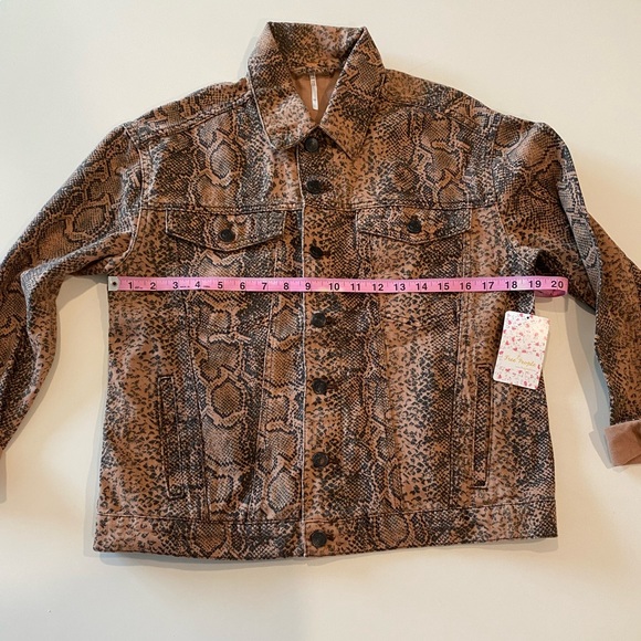 Free People Jacket Snake Print Trucker Denim Jean Jacket Size Extra Small - Picture 11 of 12